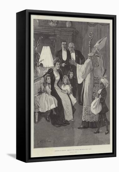 Christmas in Holland, Arrival of St Nicholas, the Dutch Santa Claus-Gabriel Nicolet-Framed Stretched Canvas