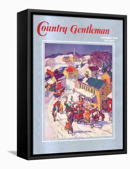 "Christmas in Town," Country Gentleman Cover, December 1, 1940-Henry Soulen-Framed Stretched Canvas