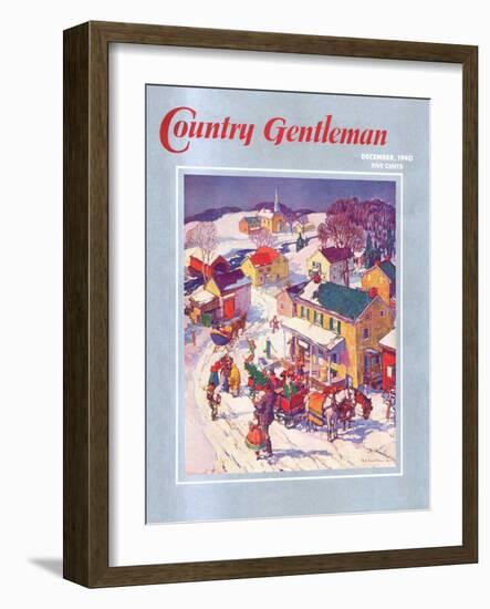 "Christmas in Town," Country Gentleman Cover, December 1, 1940-Henry Soulen-Framed Giclee Print