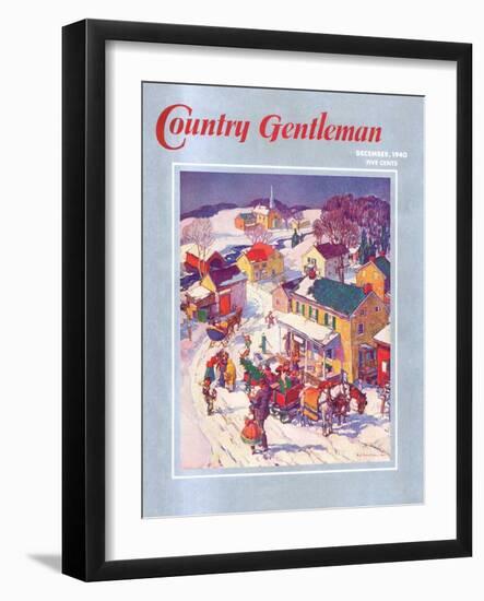 "Christmas in Town," Country Gentleman Cover, December 1, 1940-Henry Soulen-Framed Giclee Print