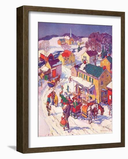 "Christmas in Town,"December 1, 1940-Henry Soulen-Framed Giclee Print