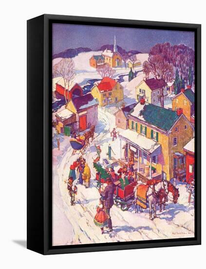 "Christmas in Town,"December 1, 1940-Henry Soulen-Framed Stretched Canvas