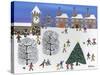 Christmas in Winter Town-Gordon Barker-Stretched Canvas