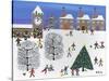 Christmas in Winter Town-Gordon Barker-Stretched Canvas