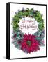 Christmas Ivy Wreath White-Cyndi Lou-Framed Stretched Canvas