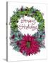 Christmas Ivy Wreath White-Cyndi Lou-Stretched Canvas