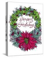 Christmas Ivy Wreath White-Cyndi Lou-Stretched Canvas