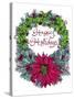 Christmas Ivy Wreath White-Cyndi Lou-Stretched Canvas