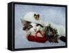 Christmas Kitten in the Snow-Jai Johnson-Framed Stretched Canvas