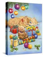 Christmas Kittens-Janet Pidoux-Stretched Canvas