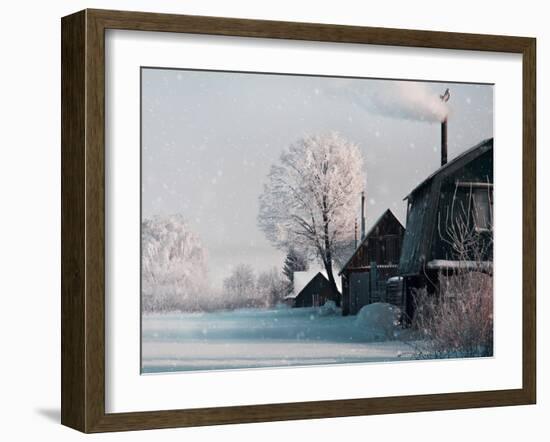 Christmas Landscape in Winter Village-katty1489-Framed Photographic Print