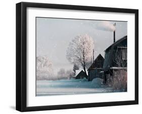 Christmas Landscape in Winter Village-katty1489-Framed Premium Photographic Print