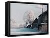 Christmas Landscape in Winter Village-katty1489-Framed Stretched Canvas