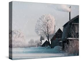 Christmas Landscape in Winter Village-katty1489-Stretched Canvas