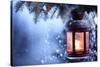 Christmas Lantern With Snowfall,Closeup-Liang Zhang-Stretched Canvas