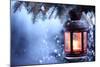 Christmas Lantern With Snowfall,Closeup-Liang Zhang-Mounted Art Print