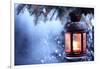 Christmas Lantern With Snowfall,Closeup-Liang Zhang-Framed Art Print