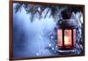 Christmas Lantern With Snowfall,Closeup-Liang Zhang-Framed Art Print