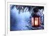 Christmas Lantern With Snowfall,Closeup-Liang Zhang-Framed Art Print