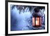 Christmas Lantern With Snowfall,Closeup-Liang Zhang-Framed Art Print