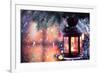 Christmas Lantern With Snowfall,Closeup-Sofiaworld-Framed Art Print