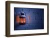 Christmas Lantern with Snowfall,Closeup.-Liang Zhang-Framed Photographic Print