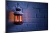 Christmas Lantern with Snowfall,Closeup.-Liang Zhang-Mounted Photographic Print