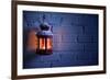 Christmas Lantern with Snowfall,Closeup.-Liang Zhang-Framed Photographic Print