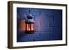 Christmas Lantern with Snowfall,Closeup.-Liang Zhang-Framed Photographic Print