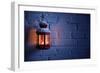 Christmas Lantern with Snowfall,Closeup.-Liang Zhang-Framed Photographic Print