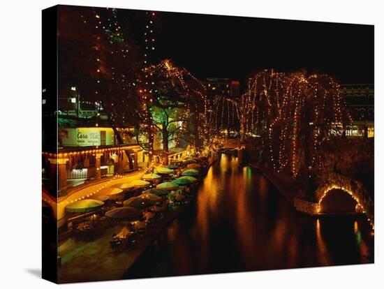 Christmas Lights Along the San Antonio Riverwalk-James Randklev-Stretched Canvas