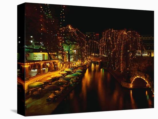 Christmas Lights Along the San Antonio Riverwalk-James Randklev-Stretched Canvas