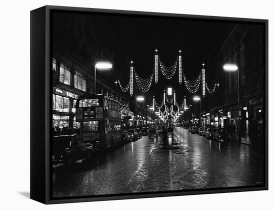 Christmas Lights and Decorations in Regent Street, London 1966-null-Framed Stretched Canvas