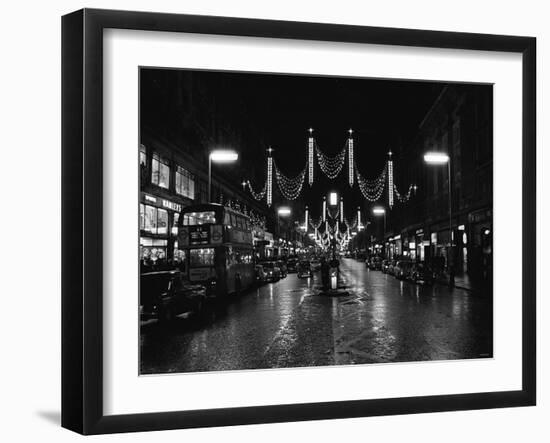 Christmas Lights and Decorations in Regent Street, London 1966-null-Framed Photographic Print