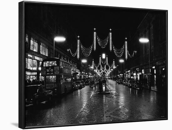 Christmas Lights and Decorations in Regent Street, London 1966-null-Framed Photographic Print