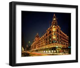 Christmas lights at Harrods, London, South England, Great Britain-null-Framed Art Print