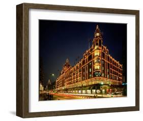 Christmas lights at Harrods, London, South England, Great Britain-null-Framed Art Print