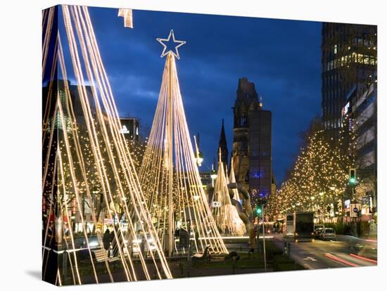 Christmas Lights Leading Up to the Kaiser Wilhelm Memorial Church, Berlin, Germany, Europe-Stuart Black-Stretched Canvas