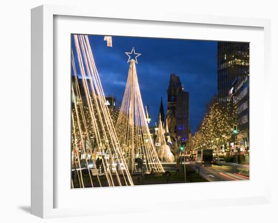 Christmas Lights Leading Up to the Kaiser Wilhelm Memorial Church, Berlin, Germany, Europe-Stuart Black-Framed Photographic Print