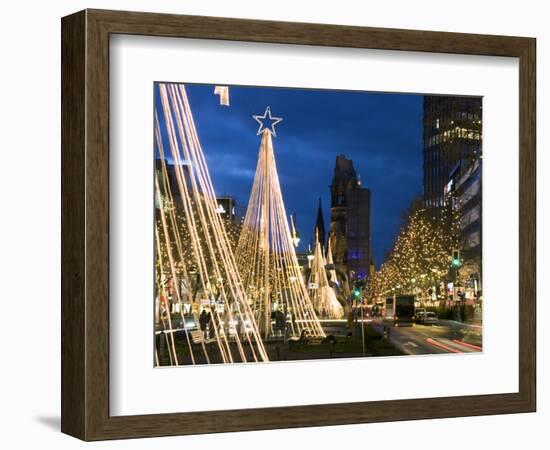 Christmas Lights Leading Up to the Kaiser Wilhelm Memorial Church, Berlin, Germany, Europe-Stuart Black-Framed Photographic Print