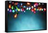 Christmas Lights over Dark Blue Background-Sofiaworld-Framed Stretched Canvas