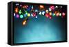 Christmas Lights over Dark Blue Background-Sofiaworld-Framed Stretched Canvas