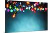 Christmas Lights over Dark Blue Background-Sofiaworld-Mounted Photographic Print