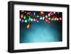 Christmas Lights over Dark Blue Background-Sofiaworld-Framed Photographic Print