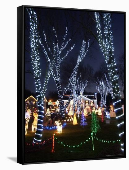 Christmas Lights, Saugus, Massachussets-Lisa Poole-Framed Stretched Canvas