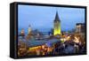 Christmas Market Along Lindau's Historic Port, Lindau Im Bodensee, Germany, Europe-Miles Ertman-Framed Stretched Canvas