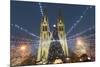 Christmas Market and Neo-Gothic Church of St. Ludmila, Mir Square, Prague, Czech Republic, Europe-Richard Nebesky-Mounted Photographic Print