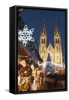 Christmas Market and Neo-Gothic Church of St. Ludmila, Mir Square, Prague, Czech Republic, Europe-Richard Nebesky-Framed Stretched Canvas