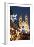 Christmas Market and Neo-Gothic Church of St. Ludmila, Mir Square, Prague, Czech Republic, Europe-Richard Nebesky-Framed Photographic Print