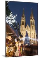 Christmas Market and Neo-Gothic Church of St. Ludmila, Mir Square, Prague, Czech Republic, Europe-Richard Nebesky-Mounted Photographic Print